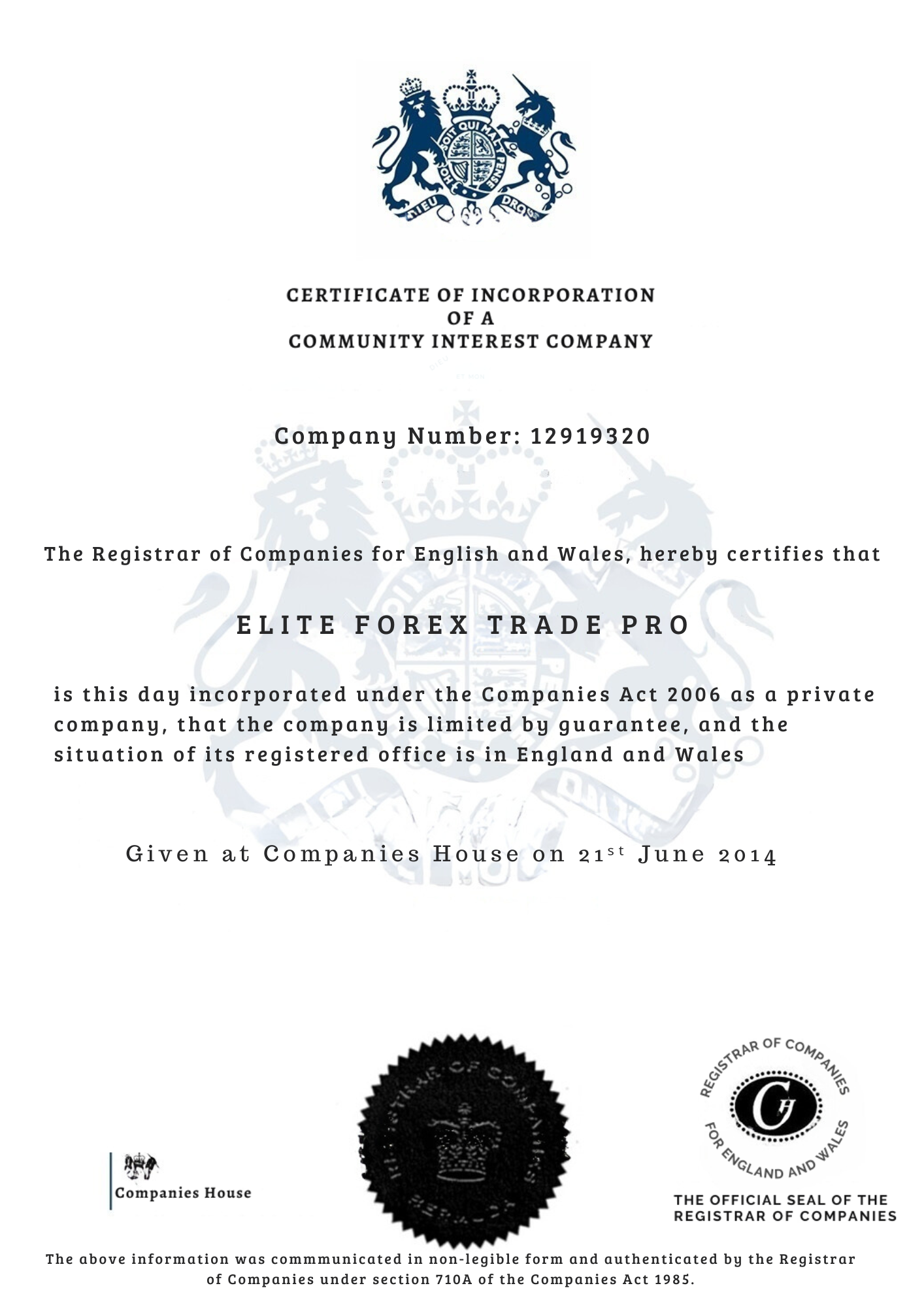 Certificate of Incorporation